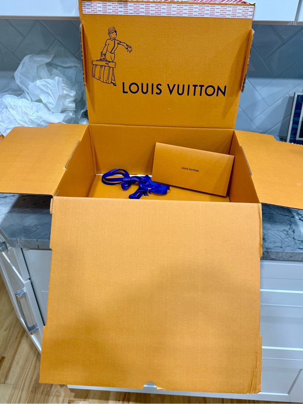 Extra Large Louis Vuitton Shipping Gift Box with Envelope & Ribbon